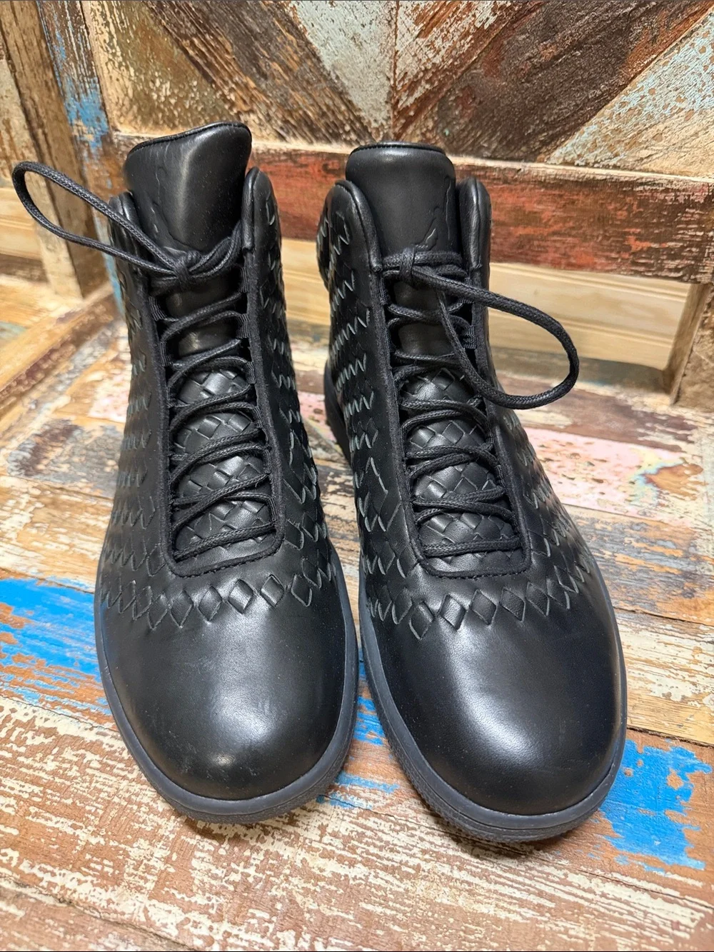 Jordan Black Woven High-Top Sneakers Size 10